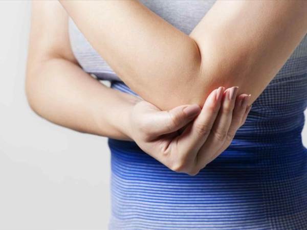 右肘の前兆を打つ 